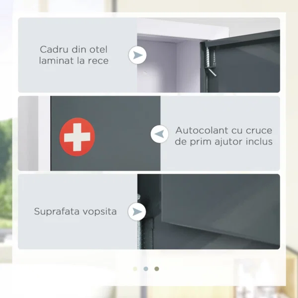 Dulapior Medicamente – Montat pe Perete, 3 Nivele - imagine 6