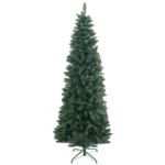Brad de Craciun Artificial 210 cm cu 687 de Ramuri, Design Ingust si Inalt cu Baza Rabatabila, Verde