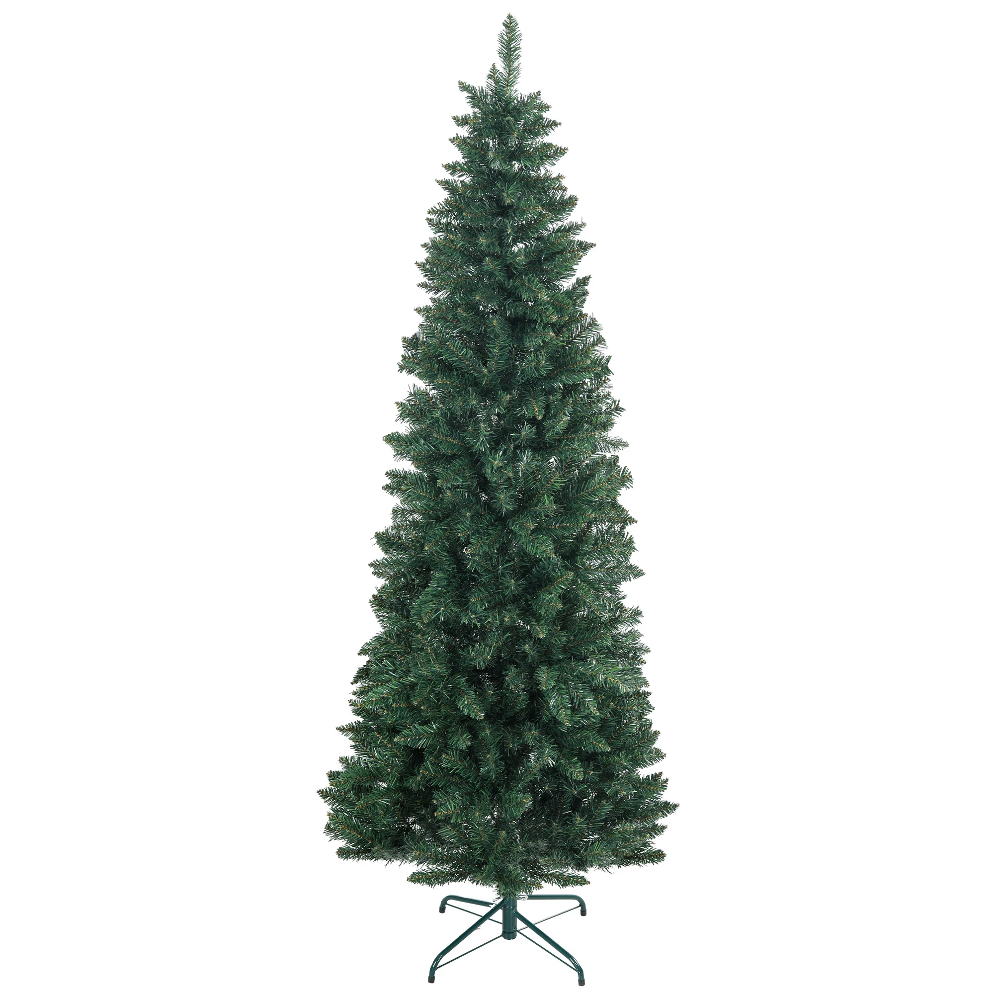 Brad de Crăciun Artificial 210 cm cu 687 de Ramuri, Design Îngust și Înalt cu Bază Rabatabilă, Verde Brad de Craciun Artificial 210 cm cu 687 de Ramuri, Design Ingust si Inalt cu Baza Rabatabila, Verde - imagine 1