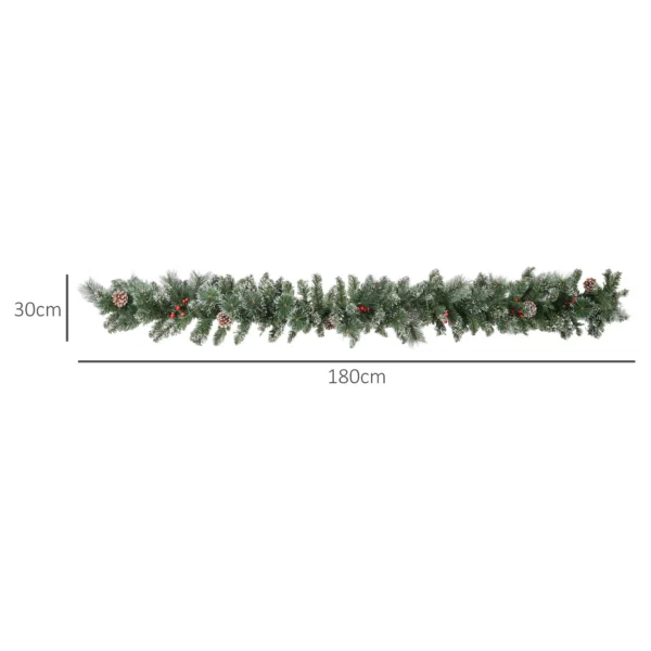 Ghirlanda de Craciun cu 50 de lumini LED albe si decoratiuni, din plastic si metal, 180x30x30 cm, verde - imagine 3
