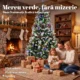 Brad de Craciun Inzapezit 210 cm, 400 de Lumini LED Bicolore, Telecomanda, 11 Modalitati, 1253 de Ramuri, Conuri de Pin, Fructe Rosii - imagine 4
