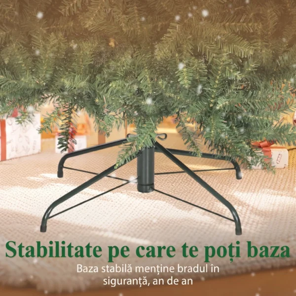 Brad de Craciun Artificial de 210 cm cu Ramuri pe Balamale si Baza Metalica Pliabila, Verde - imagine 8