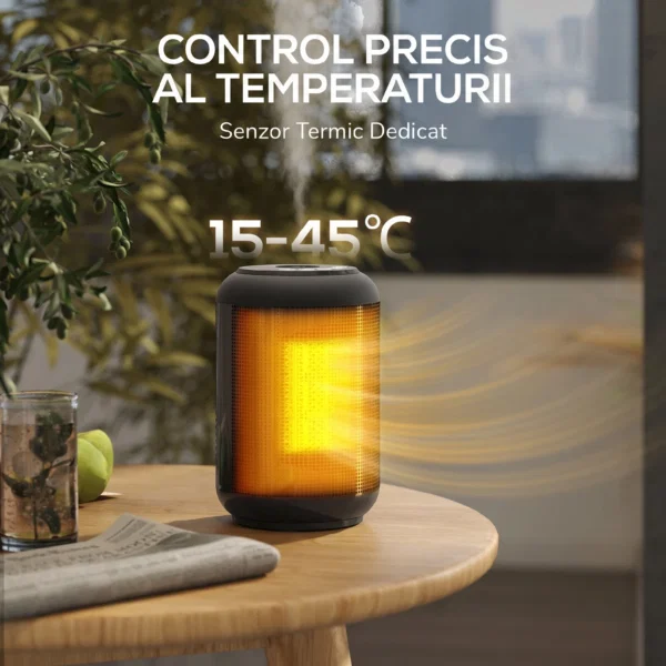 Incalzitor electric reglabil cu 3 moduri si timer 24h, din PP si PA ignifug, 14x14x21,5 cm, negru - imagine 7