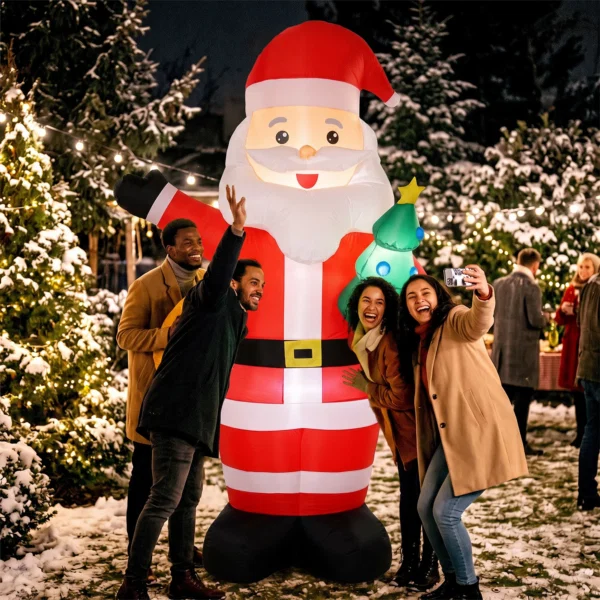 Mos Craciun Gonflabil Urias 243 cm cu Brad, LED-uri, Suflanta si Geanta de Depozitare, Rosu - imagine 8