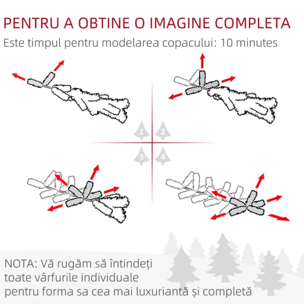 Brad de Craciun 150 cm din plastic verde cu baza din metal si 1309 crengi ignifuge - imagine 7