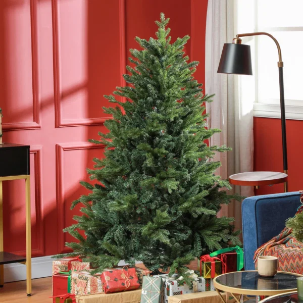 Brad de Craciun 150 cm din plastic verde cu baza din metal si 1309 crengi ignifuge - imagine 2