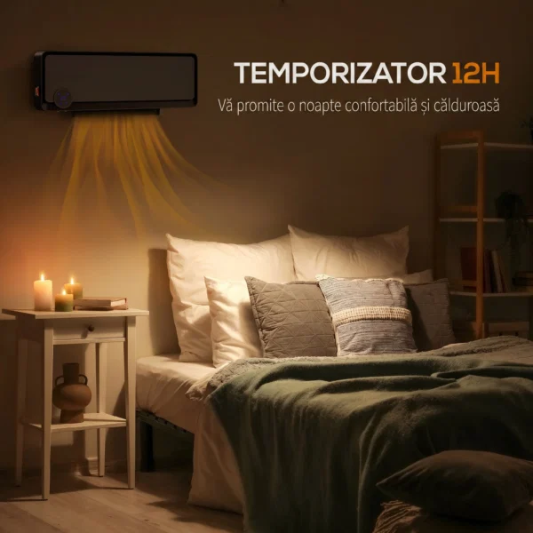 Incalzitor electric de perete cu 3 moduri, Negru - imagine 4