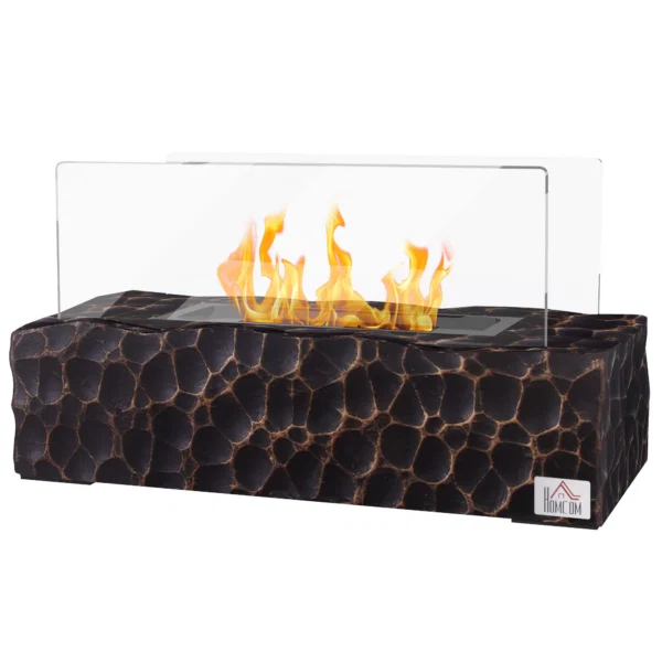 Semineu pe Bioetanol de Masa cu Arzator de 1,15L si Panou din Sticla, 33x16x18cm, Negru - imagine 10