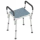 Taburet pentru Dus Reglabil cu Brate si Orificii de Drenaj, din Aluminiu, HDPE si EVA, 52x45x57-69 cm