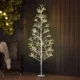 Brad de Craciun artificial cu 384 de lumini LED albe si crengi pliabile, din PP si otel, Ø20x180 cm, alb - imagine 7