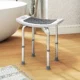 Scaun de Dus din Aluminiu si Plastic Antialunecare, Inaltime Reglabila 6 Niveluri 39-52cm, Gri - imagine 2