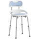 Scaun de Dus cu Spatar si Sezut Perforat, 8 Niveluri Reglabil, Antiderapant, 49,5 x 54 x 92 cm, Albastru