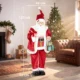 Mos Craciun Animat cu Muzica si Dans 120 cm, Brate Reglabile, Decor Craciun Rosu - imagine 3