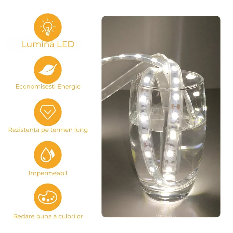 Oglinda cu incalzire infrarosu si LED 450W, montata pe perete
