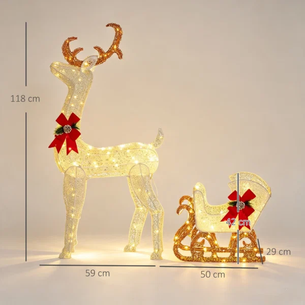 Ren de Craciun Iluminat Con Slitta Con 170 Led, Alb E Rosu - imagine 3