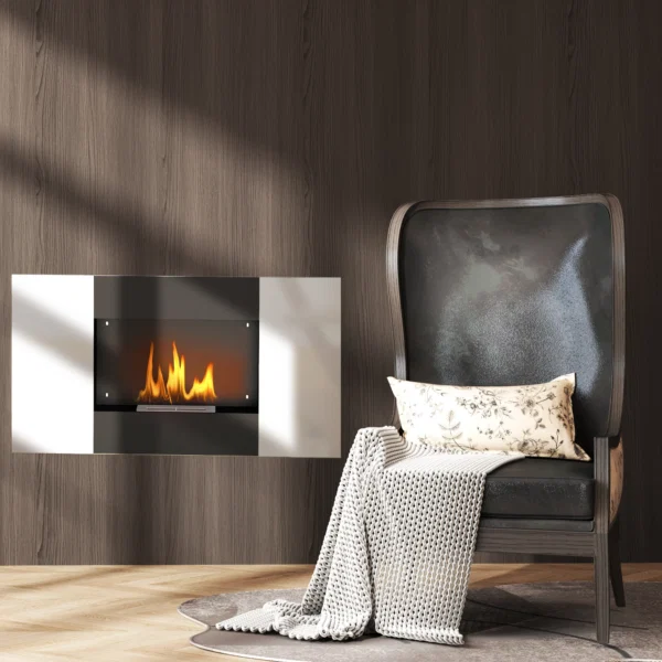Semineu Bioetanol 0,9L de Perete din Otel Inoxidabil, 100x15x54 cm, Negru si Argintiu - imagine 8