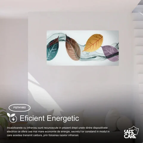 panou radiant ceramic cu infarosu tip tablou telecomanda wi fi termostat model leaf artheat safecare 06