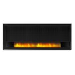 Panou Radiant cu Infrarosu Radiant Flame cu Efect Semineu si Flacara LED, 130 x 50 cm, 2100W, Termostat, Telecomanda, Negru