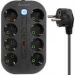 Prelungitor cu 8 prize 230V cu 3 porturi USB si 1 port USB-C