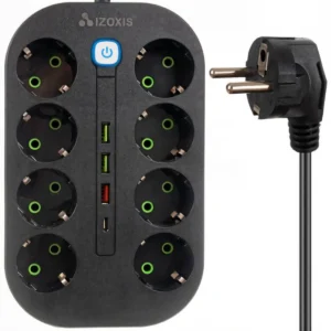 Prelungitor cu 8 prize 230V cu 3 porturi USB si 1 port USB-C