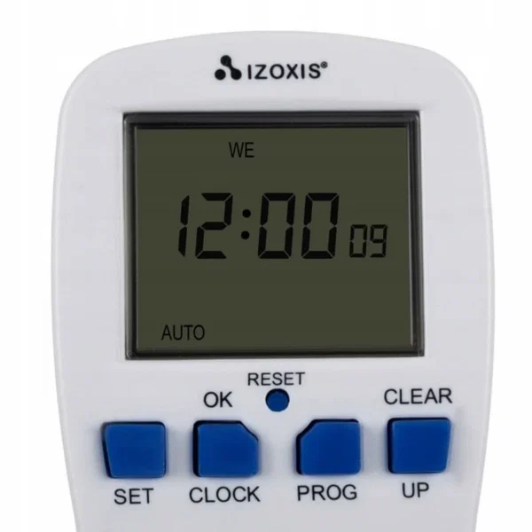 Priza programabila digitala Izoxis, ecran LCD, timer integrat, 3680 W, programare zilnica, Alb