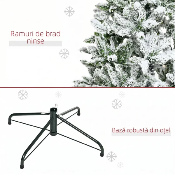 Brad de Craciun cu 358 Ramuri Ignifuge, Efect Realist, Baza din Otel, 85x85x150 cm, Verde - imagine 7