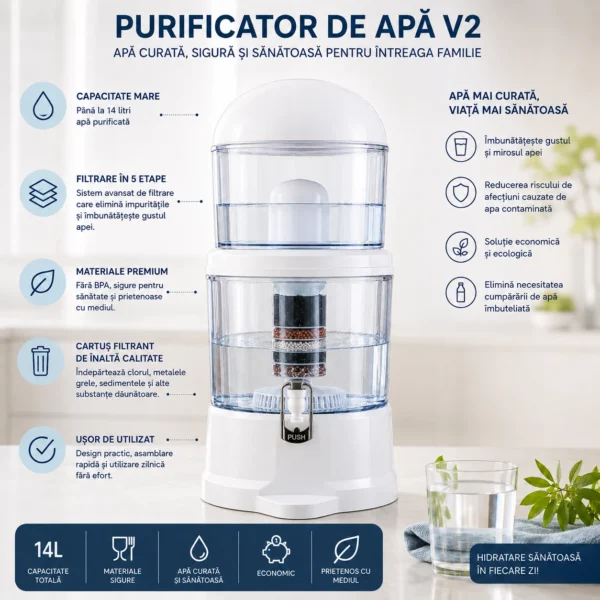 Purificator de Apa, cu Filtru multistrat, Capacitate 14 litri