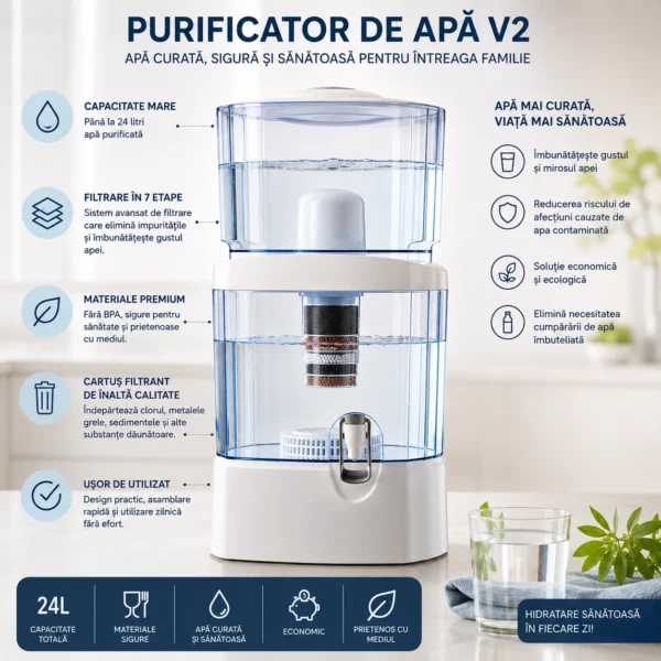 Purificator de Apa, cu Filtru multistrat, Capacitate 24 litri
