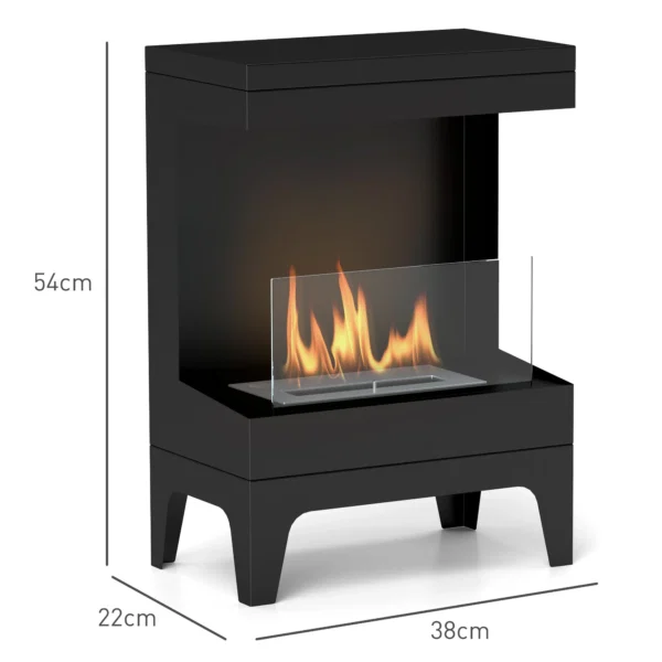 Semineu pe Bioetanol Autoportant cu Arzator de 0,9L si Durata de 3,3 Ore, 38x22x54 cm, Negru - imagine 3