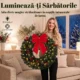 Coronita de Craciun de 60 cm cu Lumini LED, Conuri de Brad si Bobite, Verde - imagine 5
