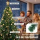 Brad de Craciun Artificial 180 cm cu 240 LED-uri, 755 Ramuri din PVC, Stea, Globuri, Funde, Verde - imagine 6