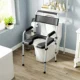 Scaun WC Pliabil si Reglabil cu Brate si Spatar, din Otel si Piele PU, 52.5x46x81.5-97 cm, Negru - imagine 10