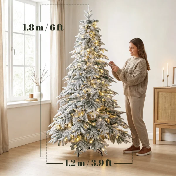 Brad de Craciun Inzapezit 180 cm cu 350 de Lumini LED Alb Cald, Timer, Telecomanda, 8 Modalitati, 740 de Ramuri Ignifuge - imagine 3