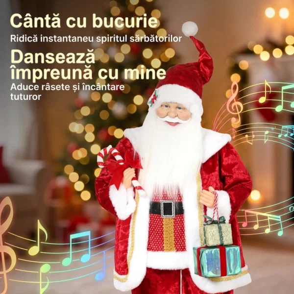 Mos Craciun Animat cu Muzica si Dans 120 cm, Brate Reglabile, Decor Craciun Rosu - imagine 4