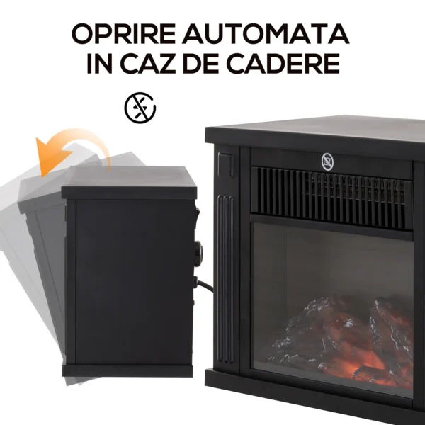 Semineu Electric Tivoli, De Podea sau Incastrabil, 34 × 25 cm, 2 Trepte de Incalzire, Negru - imagine 7