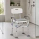 Scaun de dus reglabil pe inaltime, cu brate si perna detasabila, 53.5x52x80-90 cm, alb - imagine 8