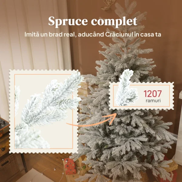 Pom de Craciun Innazit  Inalt 180 cm cu Ramuri Realistice si Baza Metalica Pliabila - imagine 5
