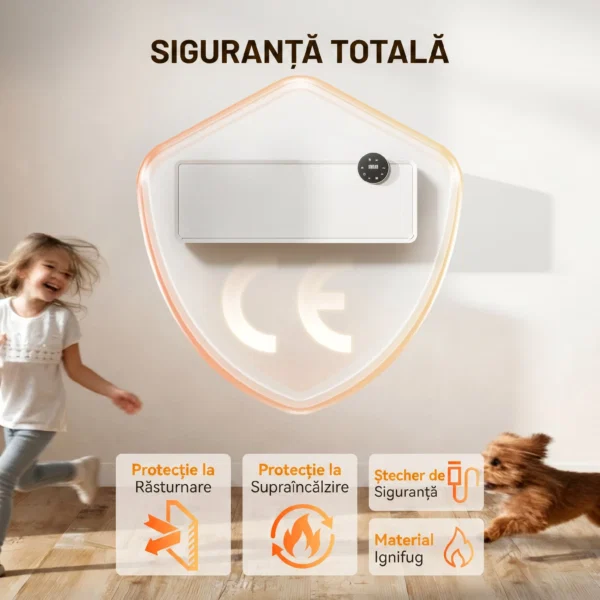 Aeroterma Electrica Ceramica de Perete 2000W cu 3 Moduri, Temperatura Reglabila, Timer si Telecomanda, Alb - imagine 9