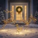 Set 3 reni luminosi de Craciun pentru exterior, 120 cm, 200 LED-uri alb cald, 8 moduri de iluminare, timer, maro - imagine 10