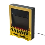 Semineu Electric Ravenna, Incastrabil sau Independent, 48 × 59 cm, Efect de Flacara Reglabil, Utilizabil fara Incalzire, 2 Trepte de Incalzire, 1000/2000 W, Auriu