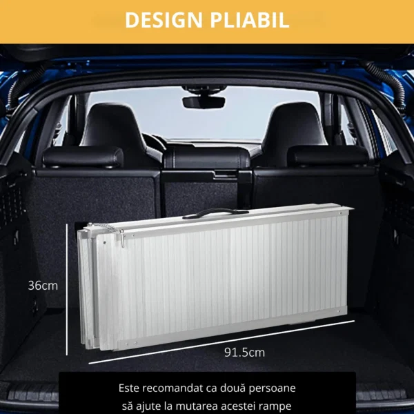Rampe Mobile pentru Scaune cu Roti si Scutere, Pliabila, Antiderapanta, Aliaj, Capacitate 272kg, 183x72x5cm, Silver - imagine 7