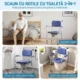 Scaun WC Mobil cu Roti 3 in 1, PU Otel Inoxidabil, Albastru - imagine 4