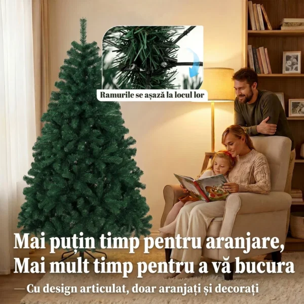 Brad Artificial de Craciun 180 cm cu 700 Ramuri Ignifuge, Baza din Otel,100x100x180 cm, Verde - imagine 6