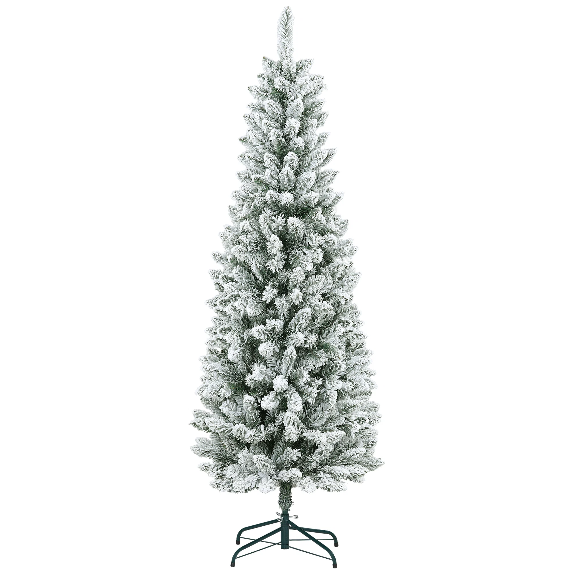 Brad de Crăciun 183 cm cu 479 Ramuri Înzăpezite, Design Îngust și Înalt cu Bază Rabatabilă, Verde Brad de Craciun 183 cm cu 479 Ramuri Inzapezite, Design Ingust si Inalt cu Baza Rabatabila, Verde - imagine 1