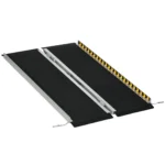 Rampa pliabila pentru scaun cu rotile din aluminiu cu deflectoare si autocolante, 122x73,6x5,1 cm, neagra