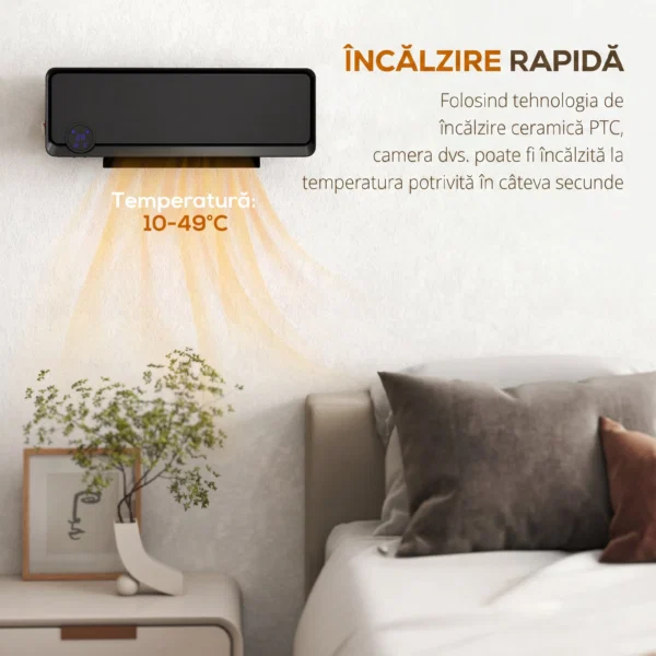 Incalzitor electric de perete cu 3 moduri, Negru - imagine 6