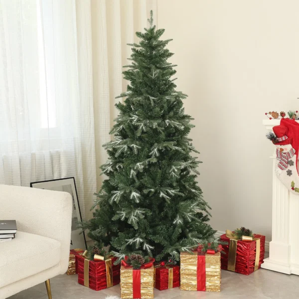 Brad de Craciun inzapezit cu 850 de ramuri si design pe sectiuni, din plastic si otel, Ø110x180 cm, verde - imagine 2