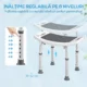 Scaun de Dus din Aluminiu si Plastic Antialunecare, Inaltime Reglabila 6 Niveluri 39-52cm, Gri - imagine 5