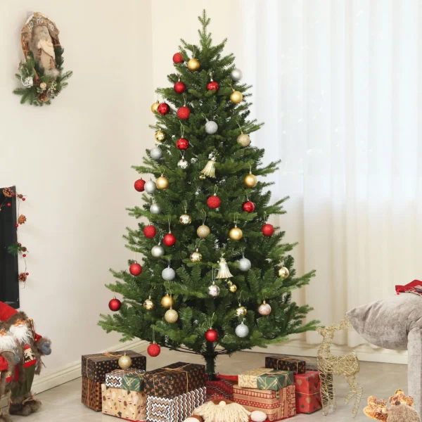 Brad de Craciun Artificial, Inalt de 180 cm, cu 818 Ramuri si Baza din Otel pentru Interior, Verde - imagine 2