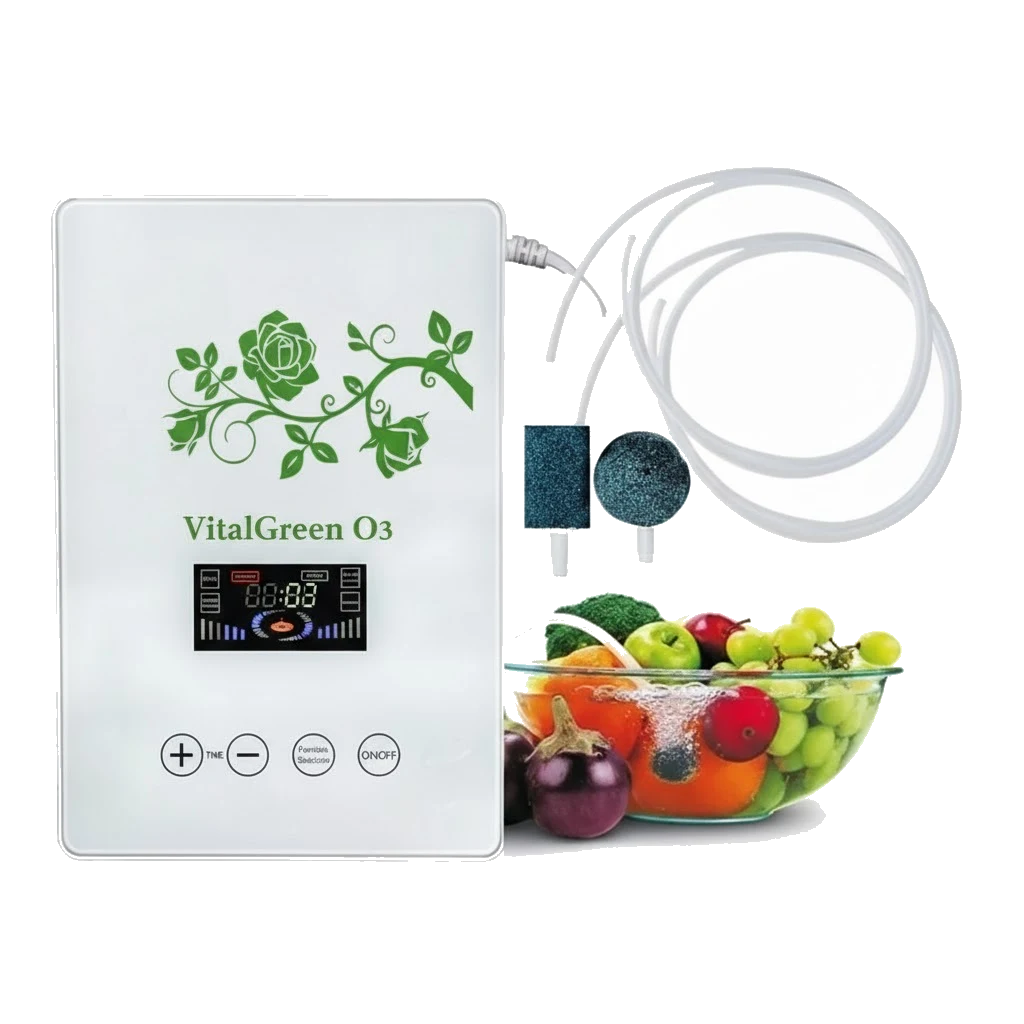 Purificator 3in1 cu Generator de Ozon VitalGreen O3 pentru Dezinfectare Aer, Apa si Alimente, Display LCD, Timer, fara Consumabile, Alb